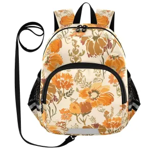 Floral Blossom Foliage Beige Toddler Harness Backpack for Boys Girls 3-6 Years Kids Backpack with Anti Lost Safety Leash Baby Travel Bag for Preschool Walking Travel