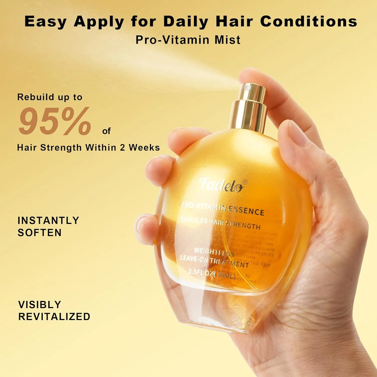 Floral Hair Perfume, Delicate Hair Fragrance with Vitamin Essence B5, Natural Hair Perfume Oil for Damaged Hair, Leave-In Nourishes and Moisturizes Hair Shine Spray, 2.5Fl Oz (75ML) (Floral)