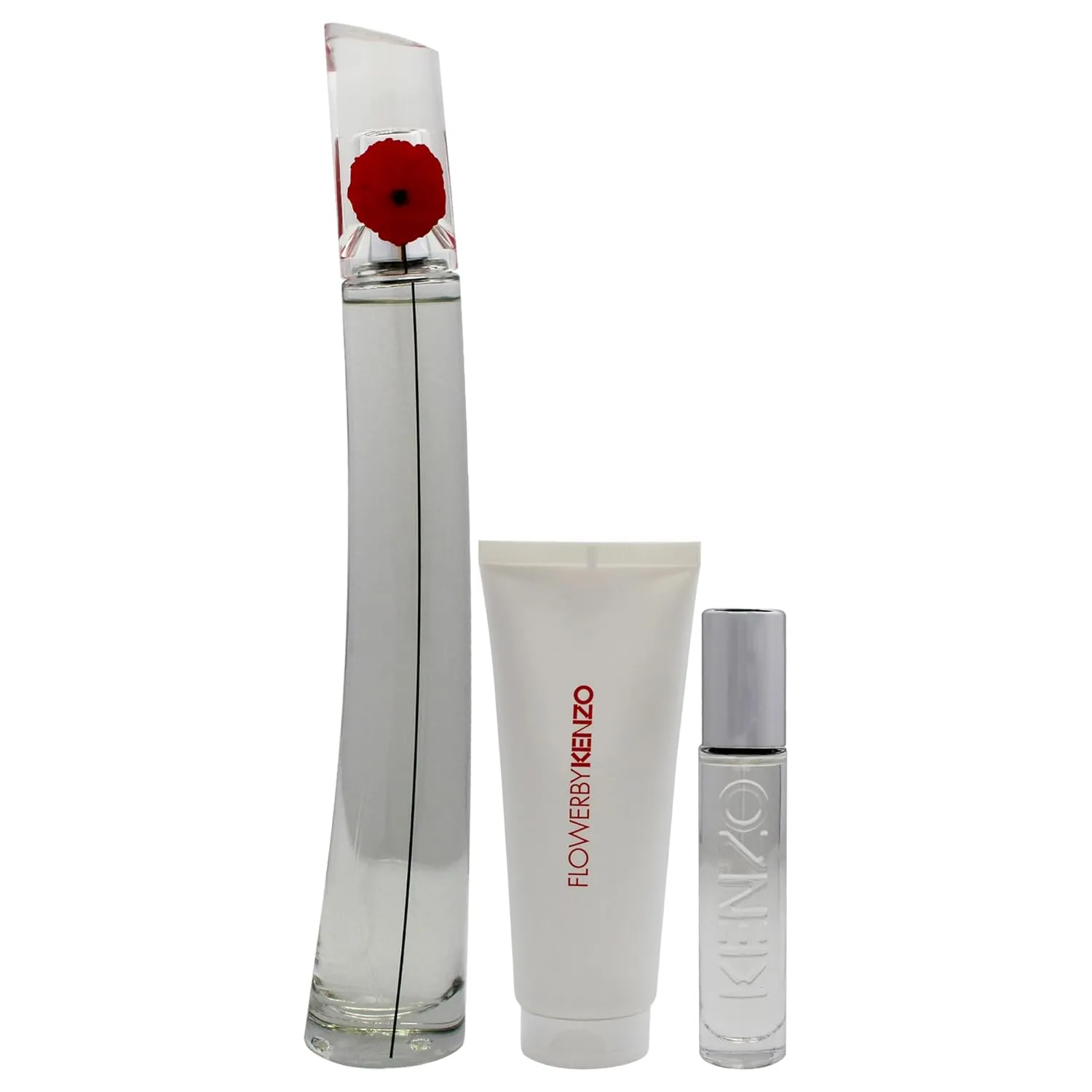 Flower by Kenzo for Women - 3 Pc Gift Set 3.3oz EDP Spray (Refillable), 0.3oz EDP Spray (Refillable), 2.5oz Body Milk