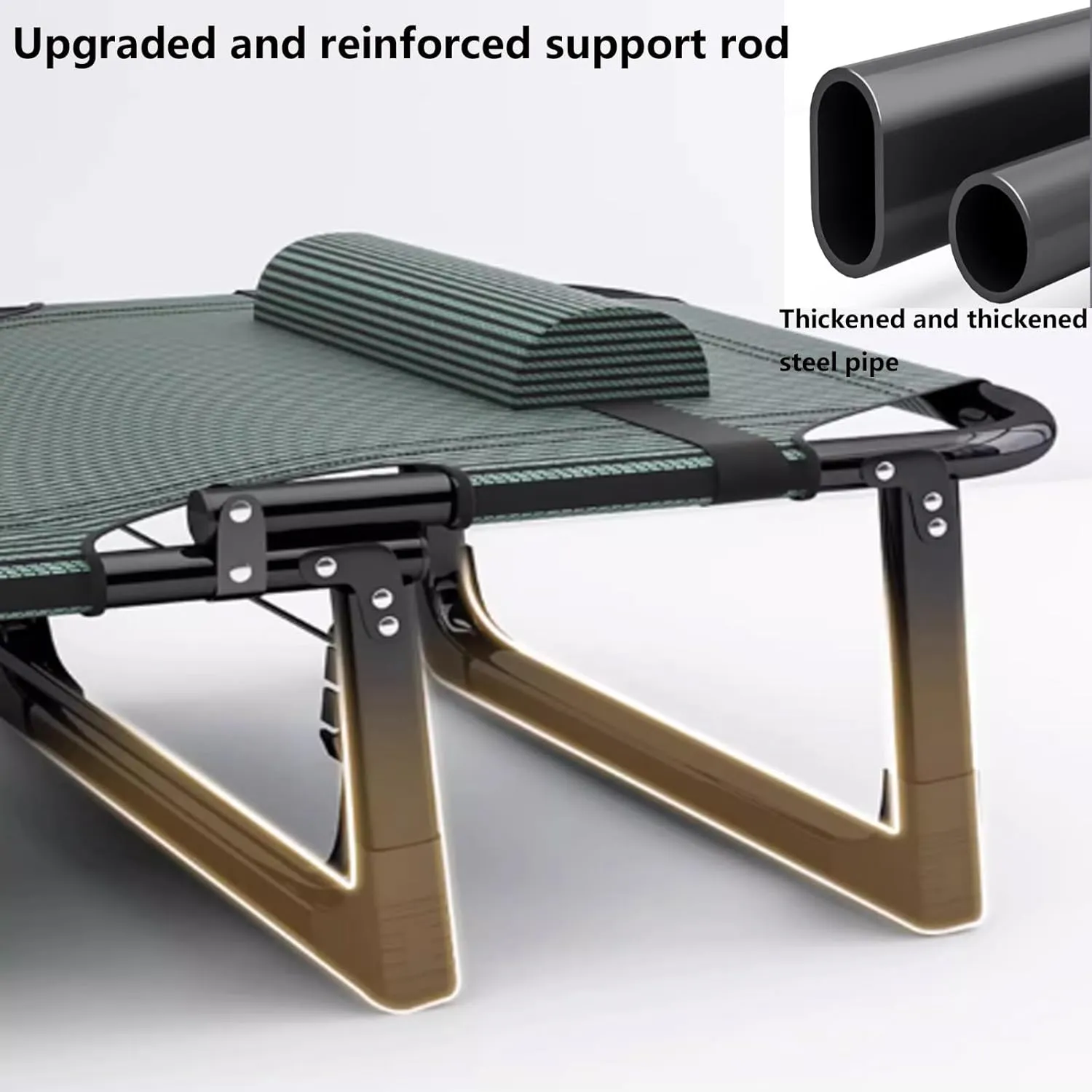 Foldable Bed with Pillow, Multi Use Fold Up Bed with Adjustable 4-Positions Portable Bed for Adults Lightweight Camping Cot for Home, Office Outdoor, Capable of Bearing Up to 1