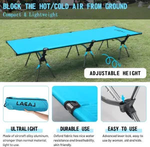 Foldable High/Low 2 Modes Camping Cot, with Extend Legs, Storage Bag, Ultralight & Durable Backpacking Travel Tent Cot, Max Loading Capacity 264lbs, Easy to use for Woman & Man