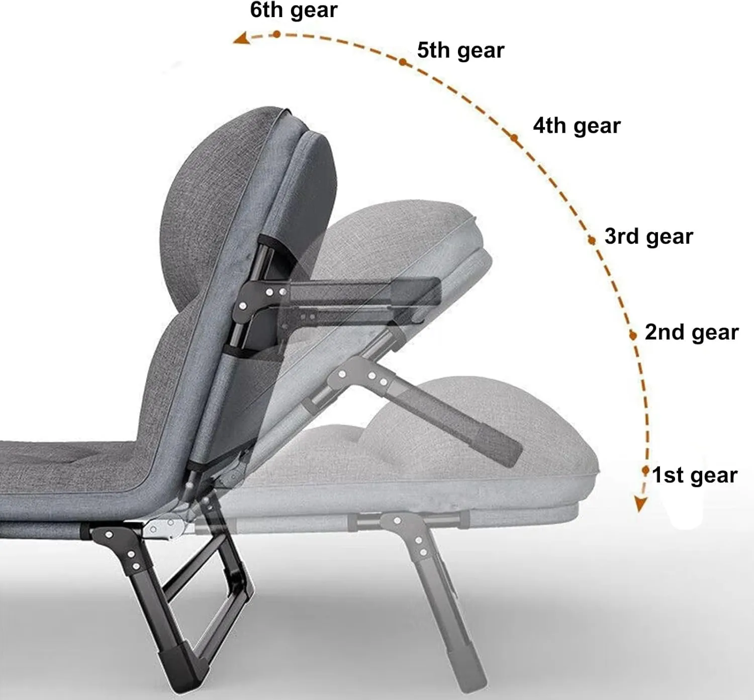 Foldable Metal Bed with Mattress - Multifunctional Single Folding Cot, Adjustable Backrest (6 Positions), Heavy-Duty Load Capacity, Perfect for Office & Guest Use (190x66x35cm)