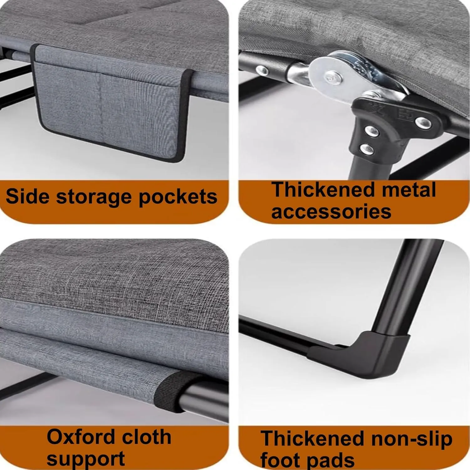 Foldable Metal Bed with Mattress - Multifunctional Single Folding Cot, Adjustable Backrest (6 Positions), Heavy-Duty Load Capacity, Perfect for Office & Guest Use (190x66x35cm)