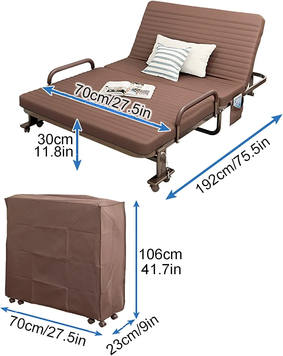 Folding Adults Camping Cot, Heavy Duty Sleeping Cots with Carry Bag, Portable Travel Camp Cots for Home with Armrests and Side Organizer Pockets, 200KG Max Load, 6-Speed Adjustment (Color : Reddi