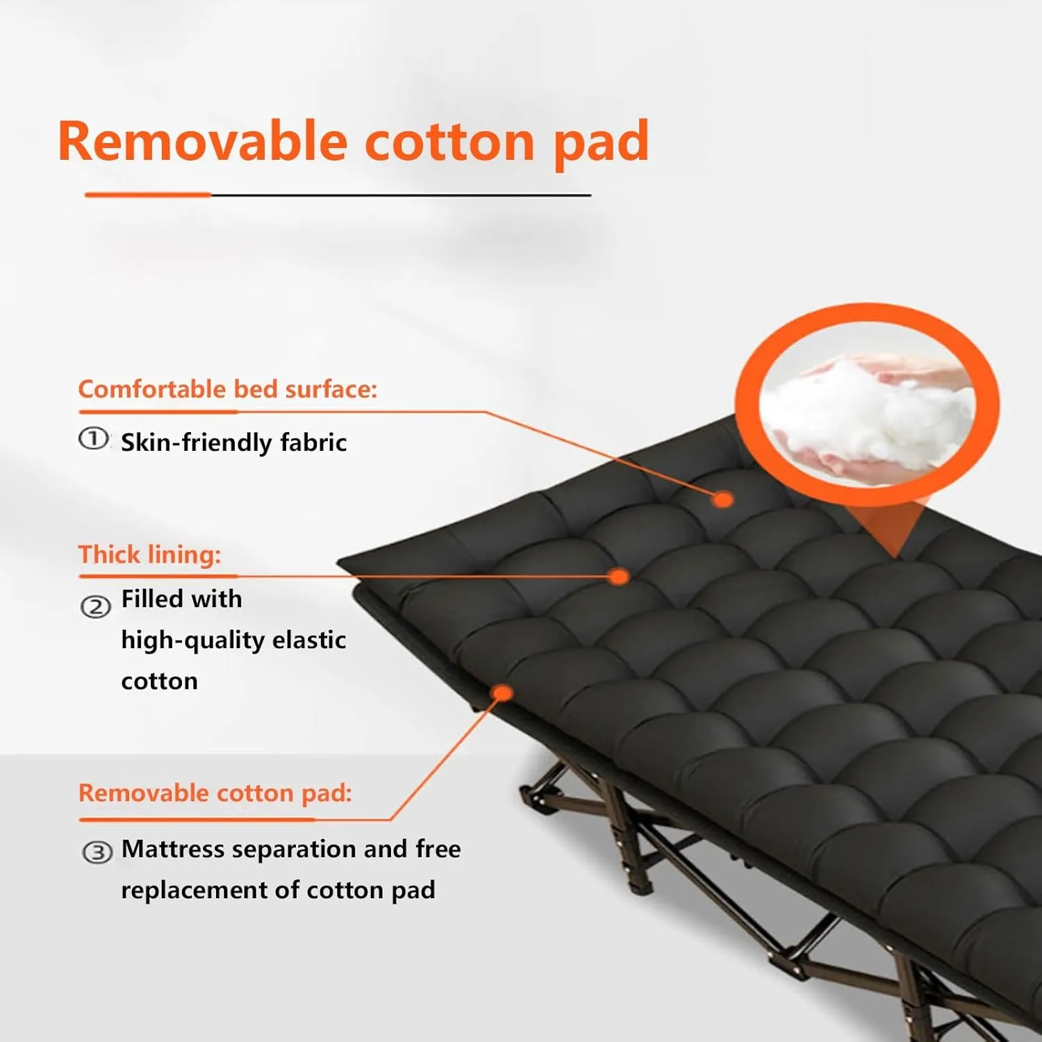 Folding Bed Cot with Mattress, Camping Cots for Sleeping Comfortable Guest Bed for Adults 600D Oxford Portable Folding Outdoor Cots for Office/Home Nap/Outdoor Travel(190 * 68