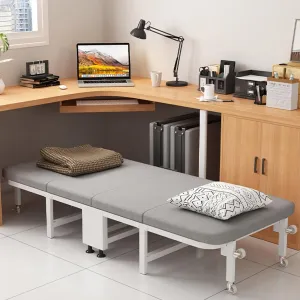 Folding Bed, Folding Camping Cot, Portable Foldable Bed with 6 Gears Adjustable, Heavy Duty Sleeping Cots with 8 Wheels, Fold Up Bed, Easily Bear 250KG, for Travel Outdoor Home Office(190x95cm/74.8x37