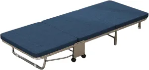 Folding Beds, Single Camping Cot Tent Bed, Portable Folding Office Lunch Break Bed, Metal Frame Sleeping Cot, Support 330 Lbs, For Indoor Outdoor Hiking Fishing Car Travel (Color : Blue)