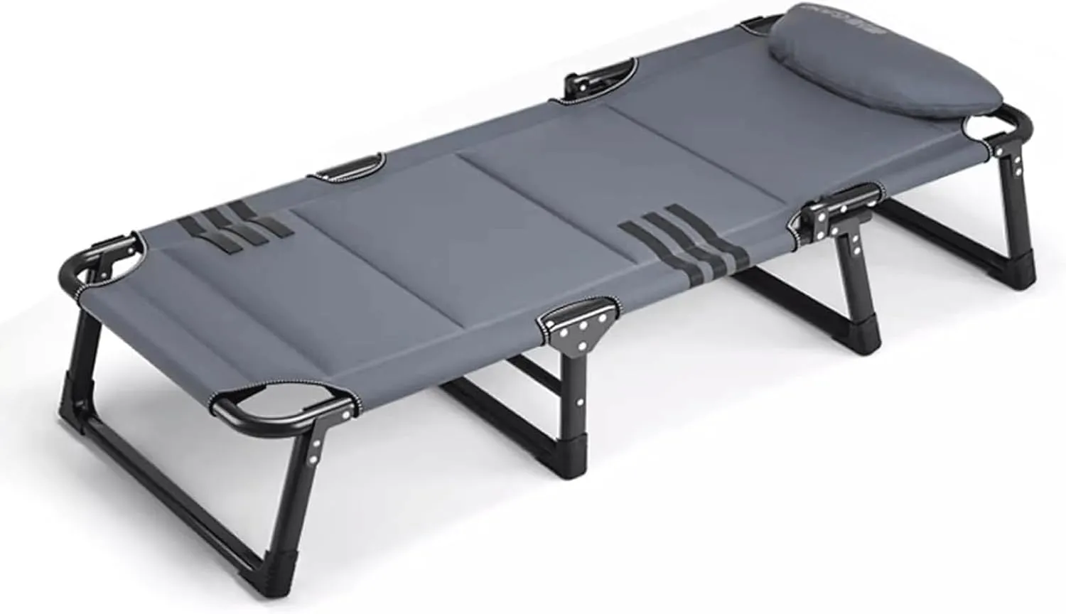 Folding Camping Bed 4-Level Adjustable Backrest Camping Cot with Pillow Lounge Chair Load 385lbs with Mattress Folding Cot