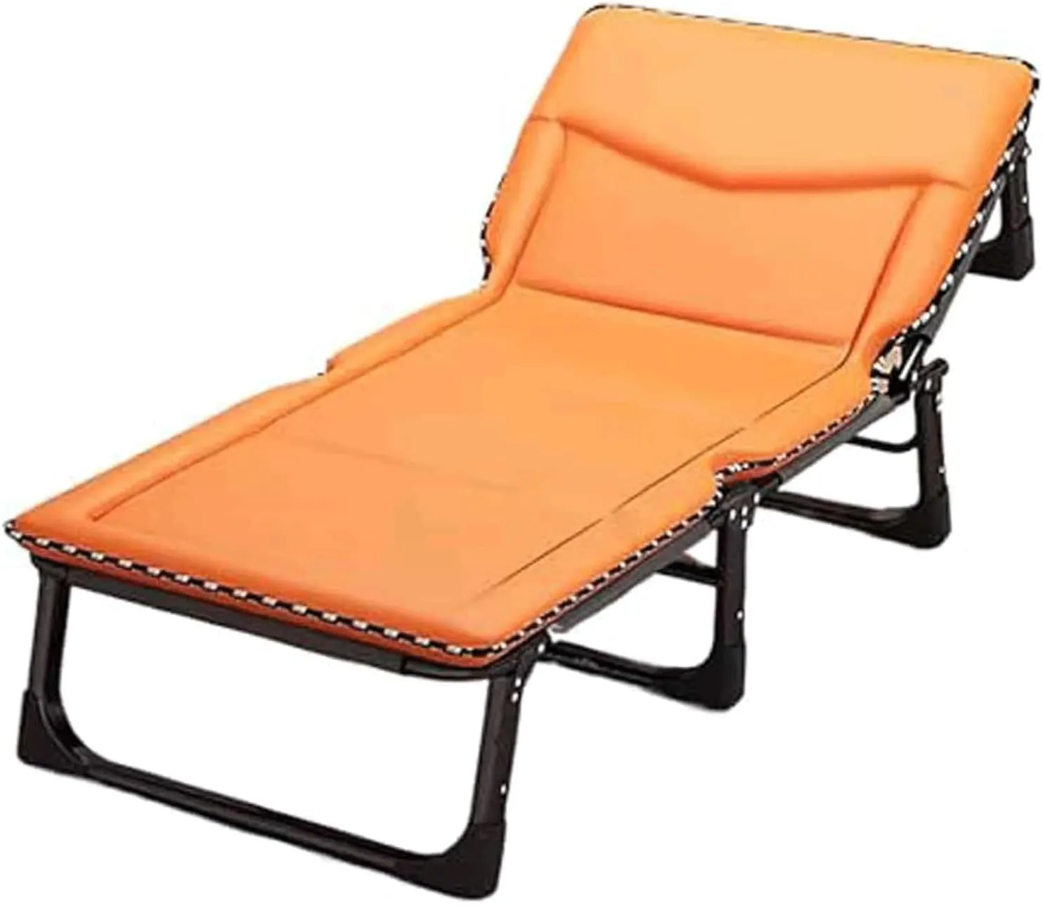Folding Camping Bed 4 Positions Adjustable Camping Cot W/Mattress and Pillow Lounge Chair Load 200kg Portable Folding Bed