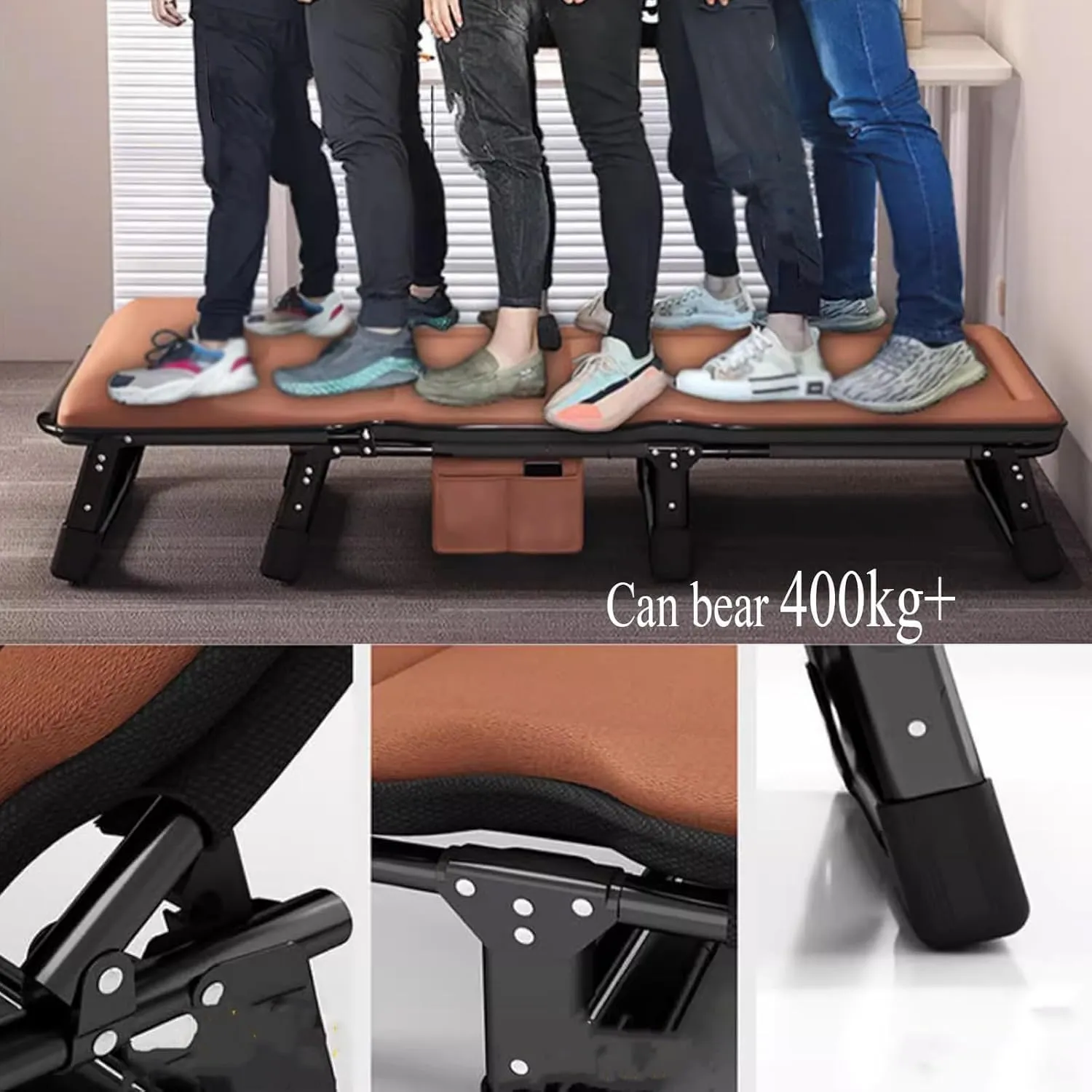 Folding Camping Bed 4 Positions Adjustable Camping Cot W/Mattress and Pillow Lounge Chair Load 200kg Portable Folding Bed