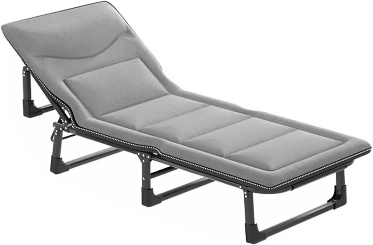 Folding Camping Bed Adjustable Backrest Camping Cot W/Mattress Sleeping Cots for Adults Lounge Chair Load 440lb Folding Cot