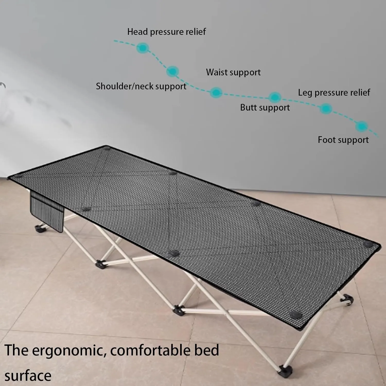 Folding Camping Bed for Adults, 190 * 68cm Heavy Duty Comfortable Sleeping Cots, Sturdy Portable Rollaway Bed for Outdoor Travel Indoor Office - Load Capacity 150kg