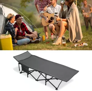Folding Camping Bed for Adults, 28" Extra Wide Portable Camp Bed, Comfortable Sleeping Cots with 400lb Capacity for Travel/Office/Outdoor