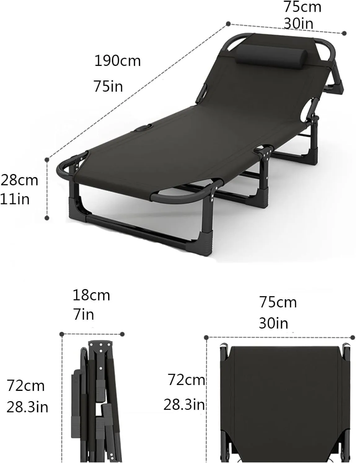 Folding Camping Bed for Adults 30" Extra Wide Portable Camping Cot w/Mattress, Pillow, Eye Mask, Cotton Pad Outdoor Sleeping Cot Supports 350 Lbs
