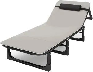 Folding Camping Bed for Adults 30" Extra Wide Portable Camping Cot w/Mattress, Pillow, Eye Mask, Cotton Pad Outdoor Sleeping Cot Supports 350 Lbs