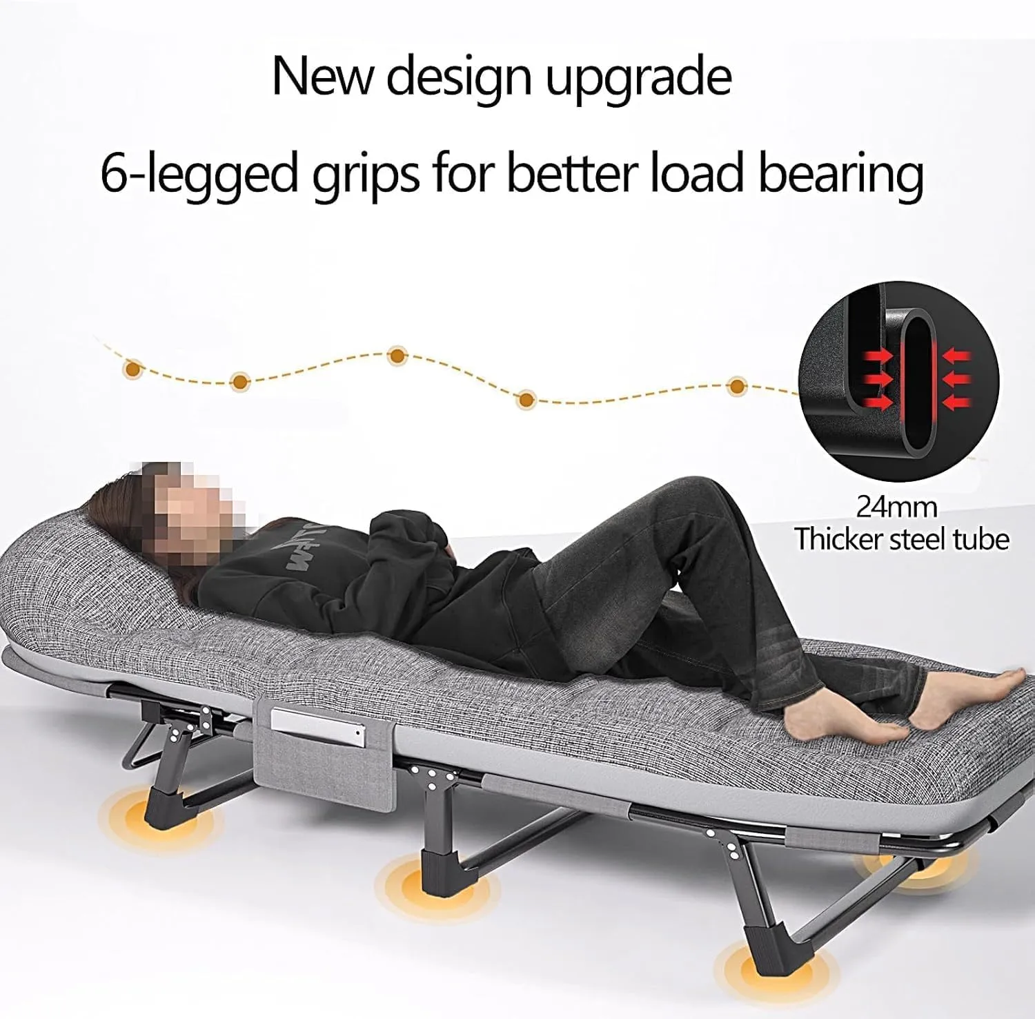 Folding Camping Bed W/Mattress and Pillow Camping Cot 6 Position Adjustable Backrest Sleeping Cots for Adults Folding Bed