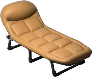 Folding Camping Bed W/Mattress and Pillow Camping Cot 6 Position Adjustable Backrest Sleeping Cots for Adults Folding Bed