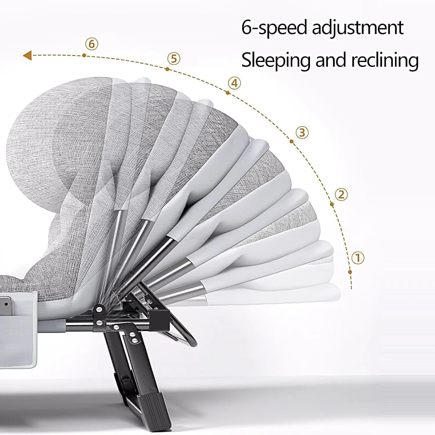 Folding Camping Bed W/Mattress and Pillow Camping Cot 6 Position Adjustable Backrest Sleeping Cots for Adults Folding Bed