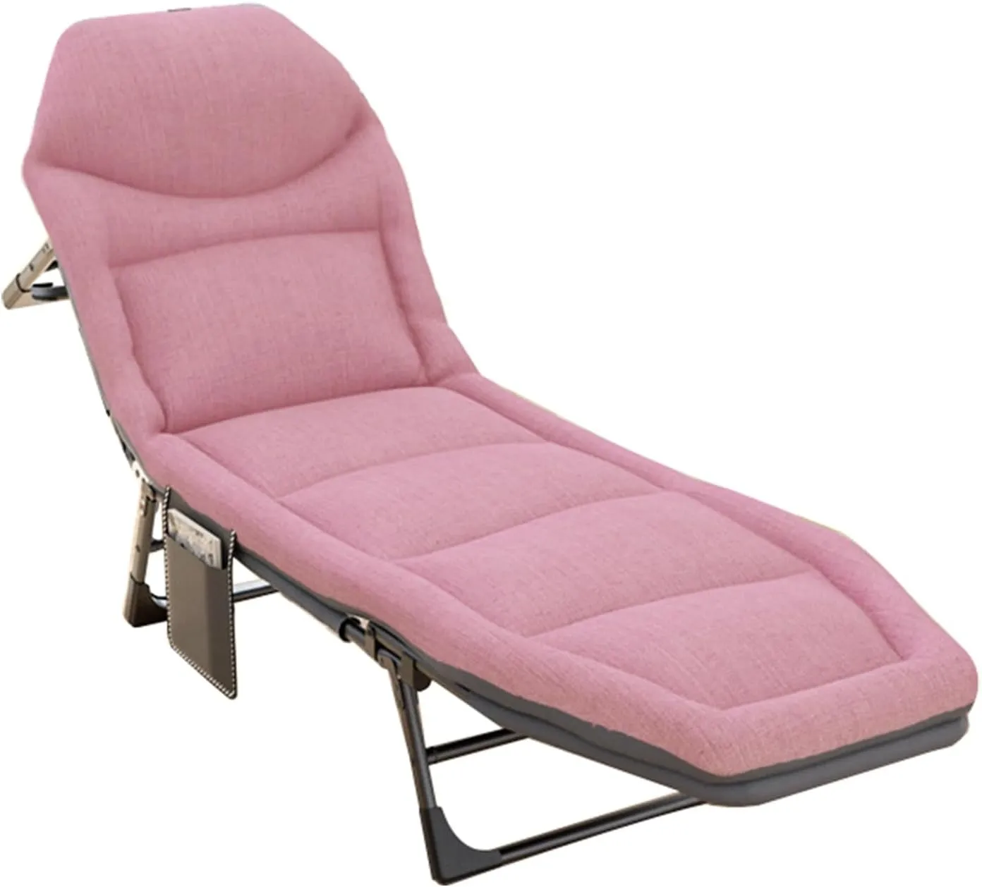 Folding Camping Beds with Mattress, Camping Cot, Portable Folding Outdoor Bed, 5Position Folding Chaise Lounge Chair for Travel Outdoor Office Indoor