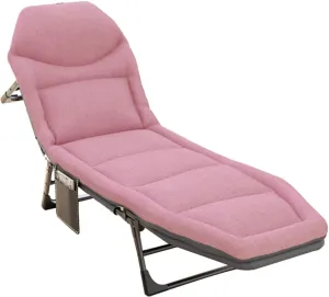 Folding Camping Beds with Mattress, Camping Cot, Portable Folding Outdoor Bed, 5Position Folding Chaise Lounge Chair for Travel Outdoor Office Indoor