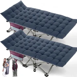 Folding Camping Cot, 2 Pack Portable Sleeping Cot with Mattress, Foldable Outdoor Bed Guest Bed with Carry Bag for Home, Office & Outdoor Use