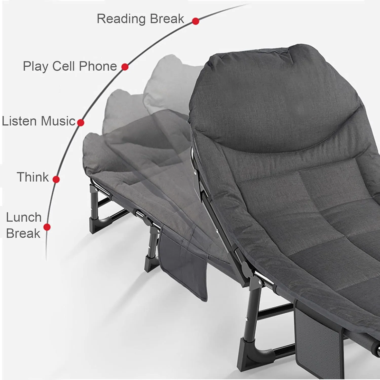 Folding Camping Cot, 5-Position Folding Chaise Lounge Chair for Indoor Outdoor Travel Heavy Duty Supports 330 Lbs, for Camping, Pool, Beach,B