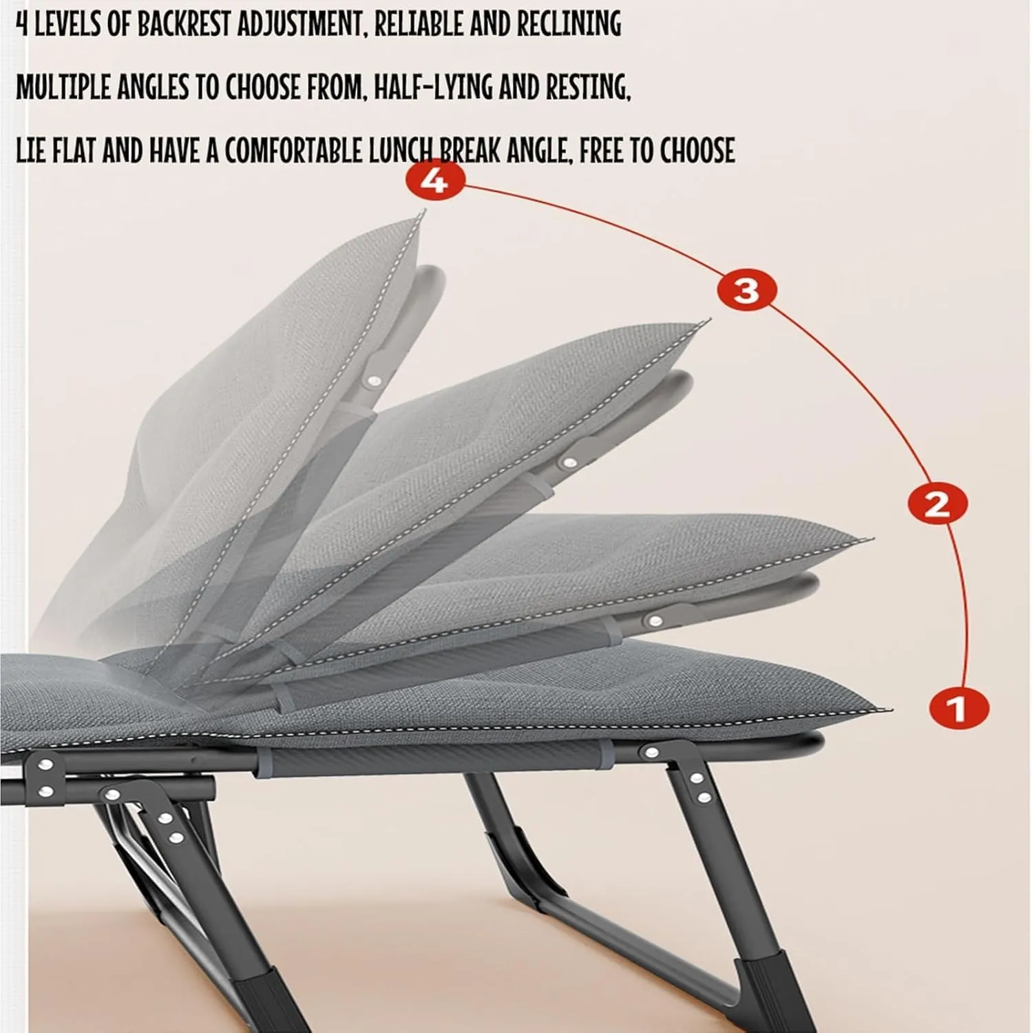 Folding Camping Cot Adjustable 4-Position Backrest Cots for Camping Load 150kg Camping Cots Portable Camping Cots for Adults