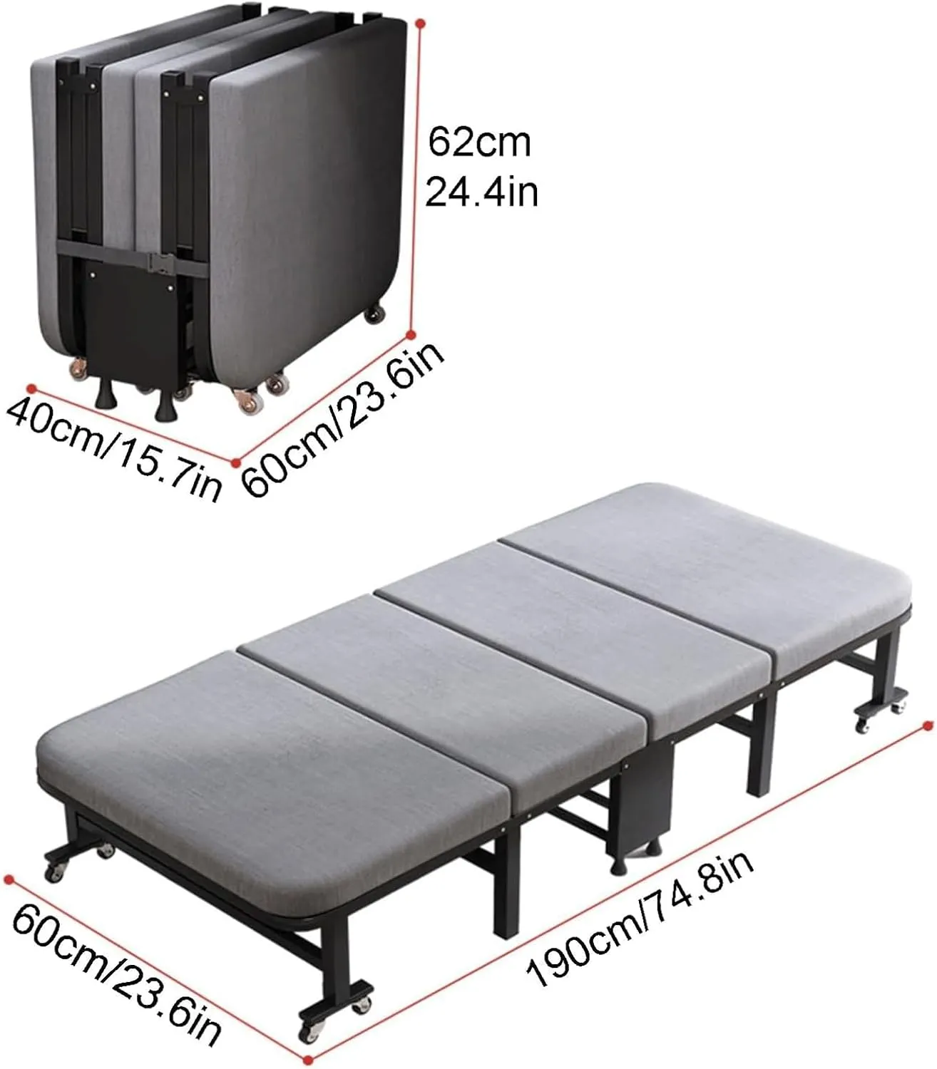 Folding Camping Cot Adjustable 6-Position Camping Cots for Adults Load200kg Cots for Camping with Casters Camping Cots