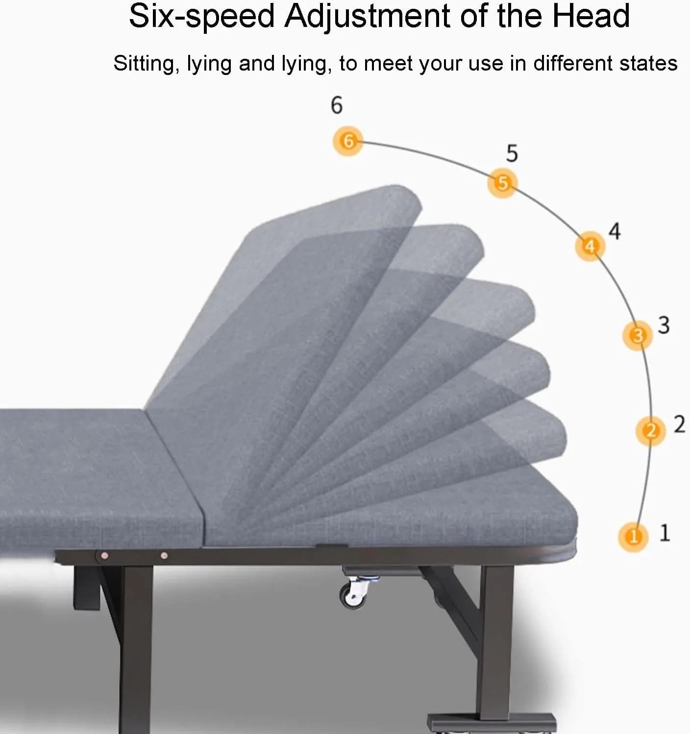 Folding Camping Cot Adjustable 6-Position Camping Cots for Adults Load200kg Cots for Camping with Casters Camping Cots