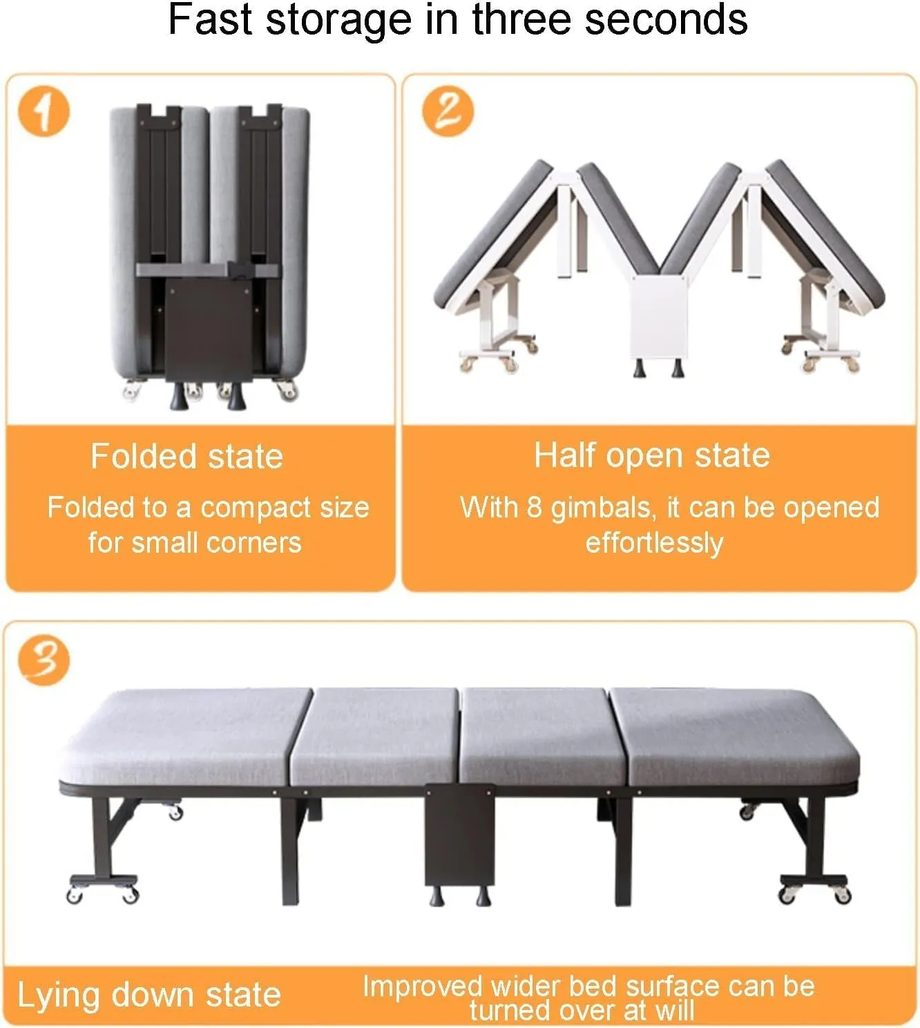 Folding Camping Cot Adjustable 6-Position Camping Cots for Adults Load200kg Cots for Camping with Casters Camping Cots