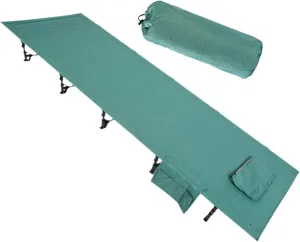 Folding Camping Cot Camp Bed with Storage Bag Practical Heavy Duty Sleeping Cot Outdoor Bed for Home RV Adults Office Napping, Green