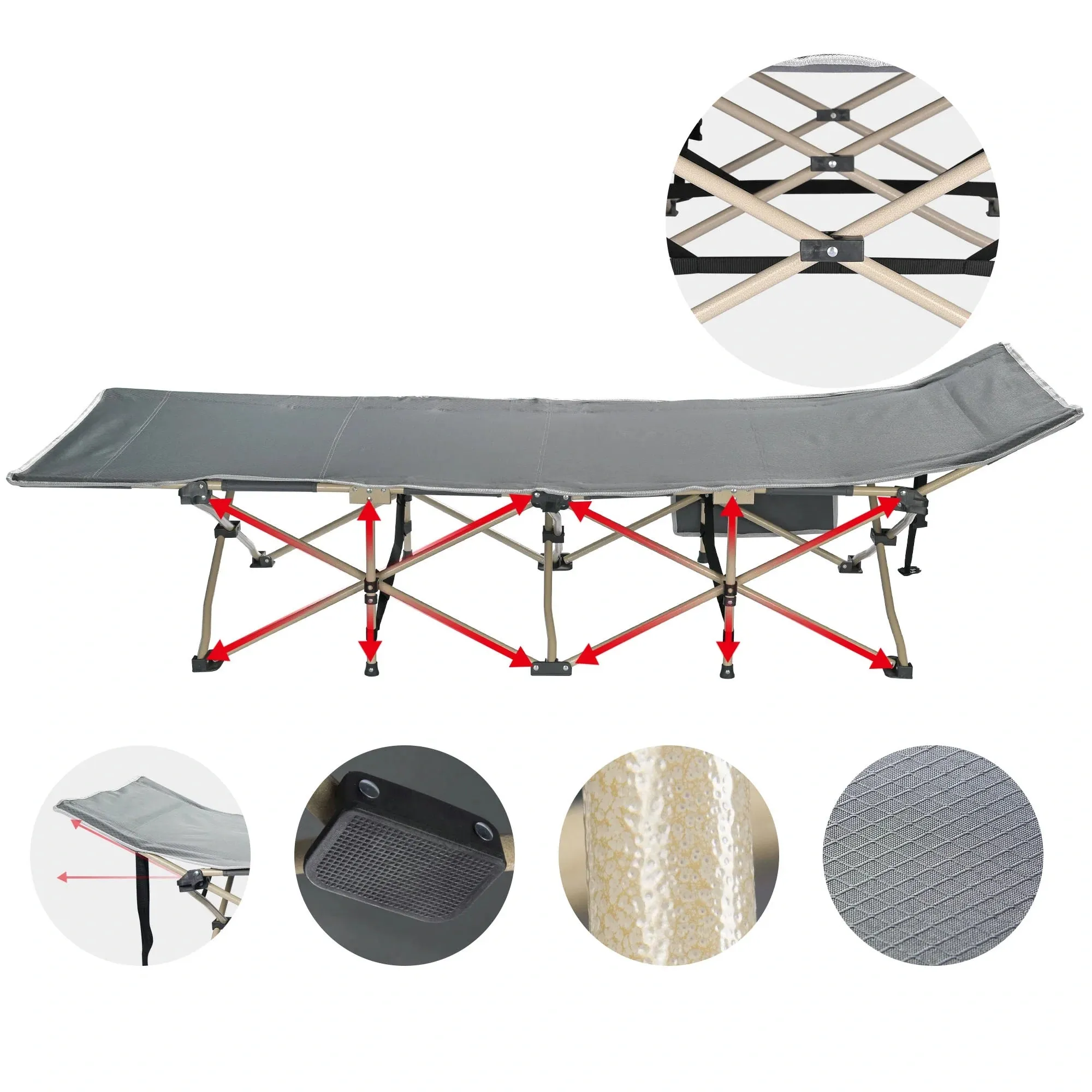 Folding Camping Cot - Camping Essentials Beach Chair Portable Bed - Lightweight 600D Oxford Fabric Essentials for Tenting