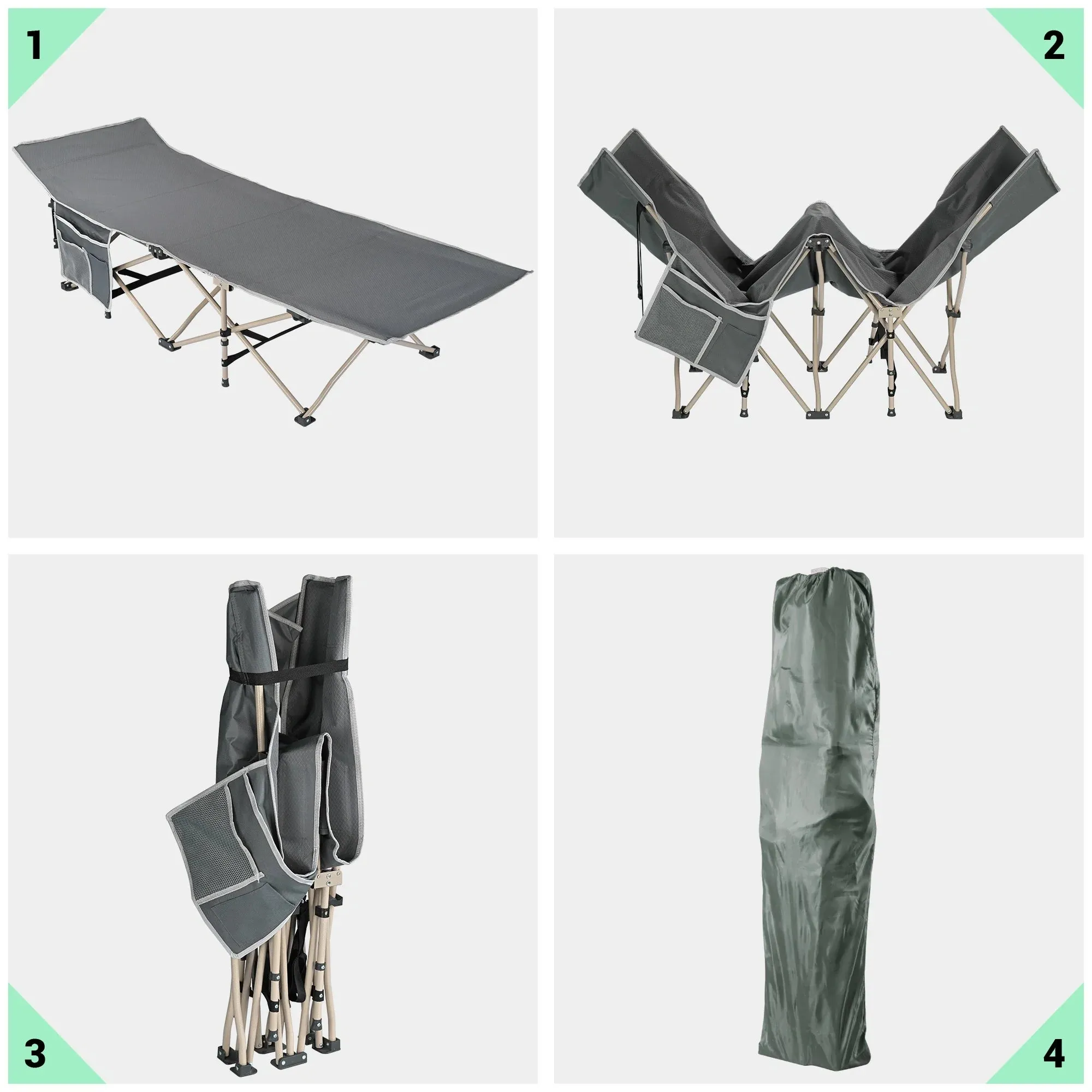 Folding Camping Cot - Camping Essentials Beach Chair Portable Bed - Lightweight 600D Oxford Fabric Essentials for Tenting