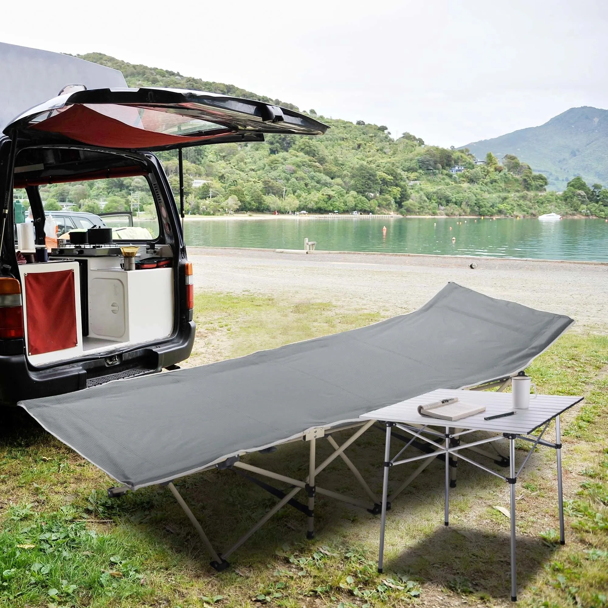 Folding Camping Cot - Camping Essentials Beach Chair Portable Bed - Lightweight 600D Oxford Fabric Essentials for Tenting