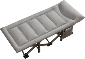 Folding Camping Cot, Folding Chaise Lounge Chairs Outdoor, Portable Folding Bed Cot Lounge Chair, for Home Office Outdoor Pool Patio Beach Travel (Color : Gray, Size : 190x68cm), Grey