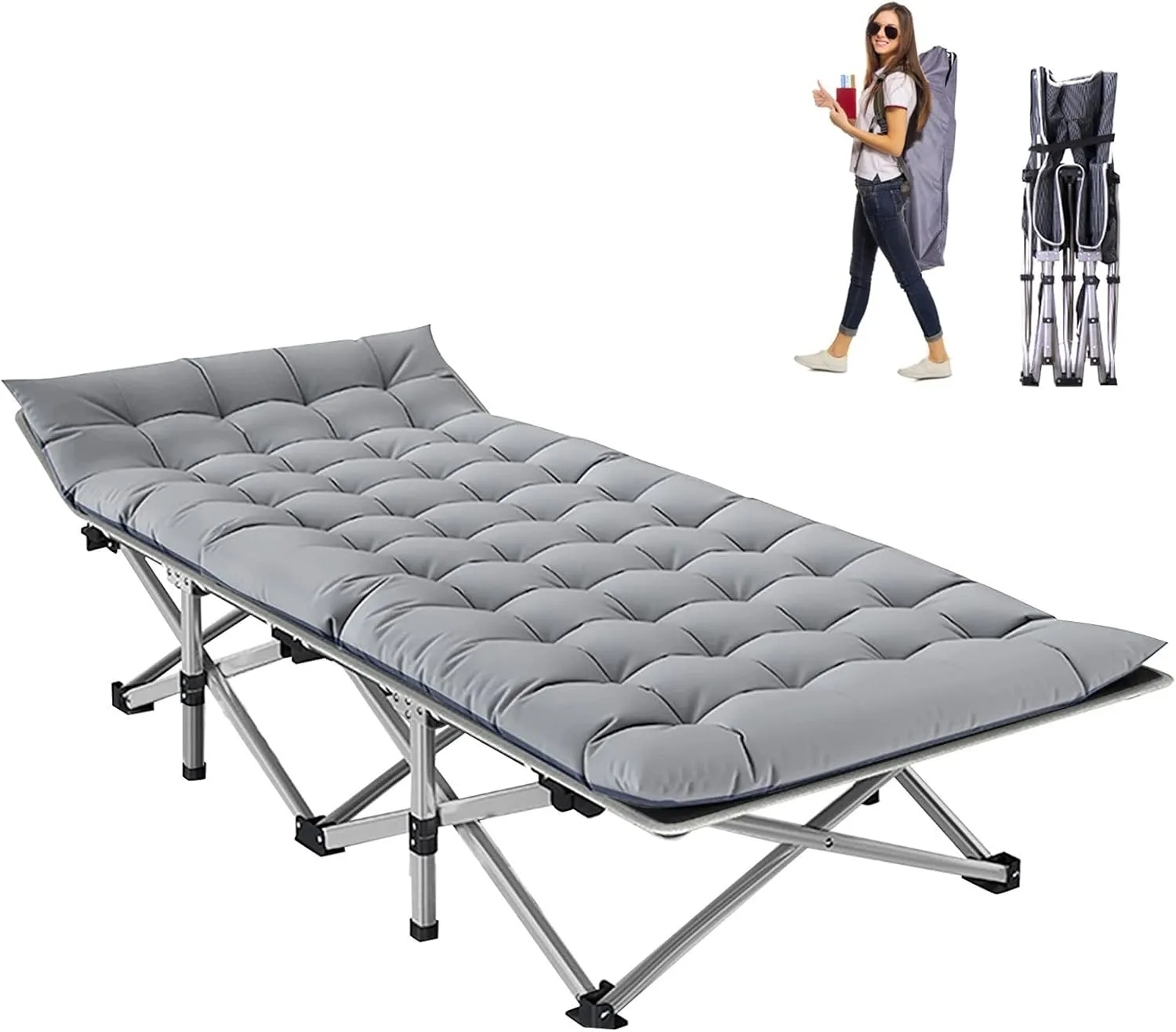 Folding Camping Cot, Folding Cot Camping Cots for Adults, Portable Sleeping Cot with Mattress Foldable Outdoor Bed Camp Cots Guest Bed with Carry Bag for Home, Office & Outdoor Use