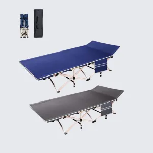 Folding Camping Cot for Adult, Camping Cot with Carry Bag and Side Pockets, Portable Camping Cot, Sleeping cot for Outdoor Trips, Camping, Beach Vacations(Cyan)