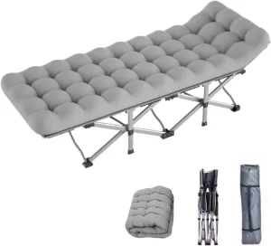 Folding Camping Cot for Adult,Carry Bag and Mat Camping Cot, Heavy Duty Portable Camping Cot, Sleeping Cot for Outdoor Trips, Camping, Beach Vacations, GL-09