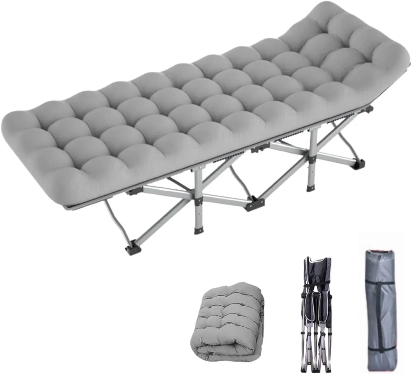 Folding Camping Cot for Adult,Carry Bag and Mat Camping Cot, Heavy Duty Portable Camping Cot, Sleeping Cot for Outdoor Trips, Camping, Beach Vacations, GL-09