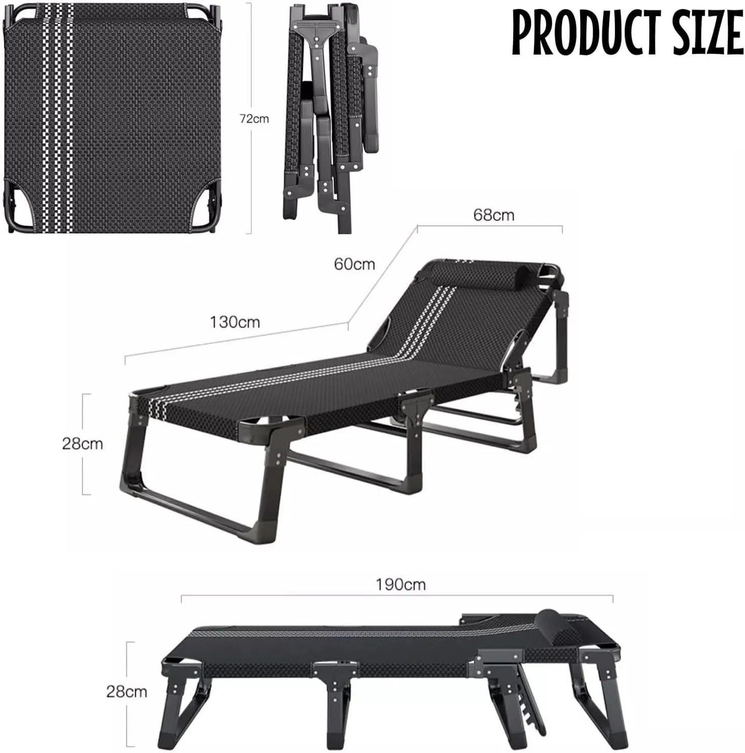 Folding Camping Cot for Adults, 5Position Heavy Duty Sleeping Cots, Outdoor Lounge Chair Sleeping Cots Bed, Camping Cots for Home Office Travel Beach(Green)