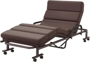 Folding Camping Cot for Adults, 6-Speed Adjustable Back，Heavy Duty Guest Bed with Adjustable Pillow, Sleeping Cots for Camping, Pool, Beach, Patio