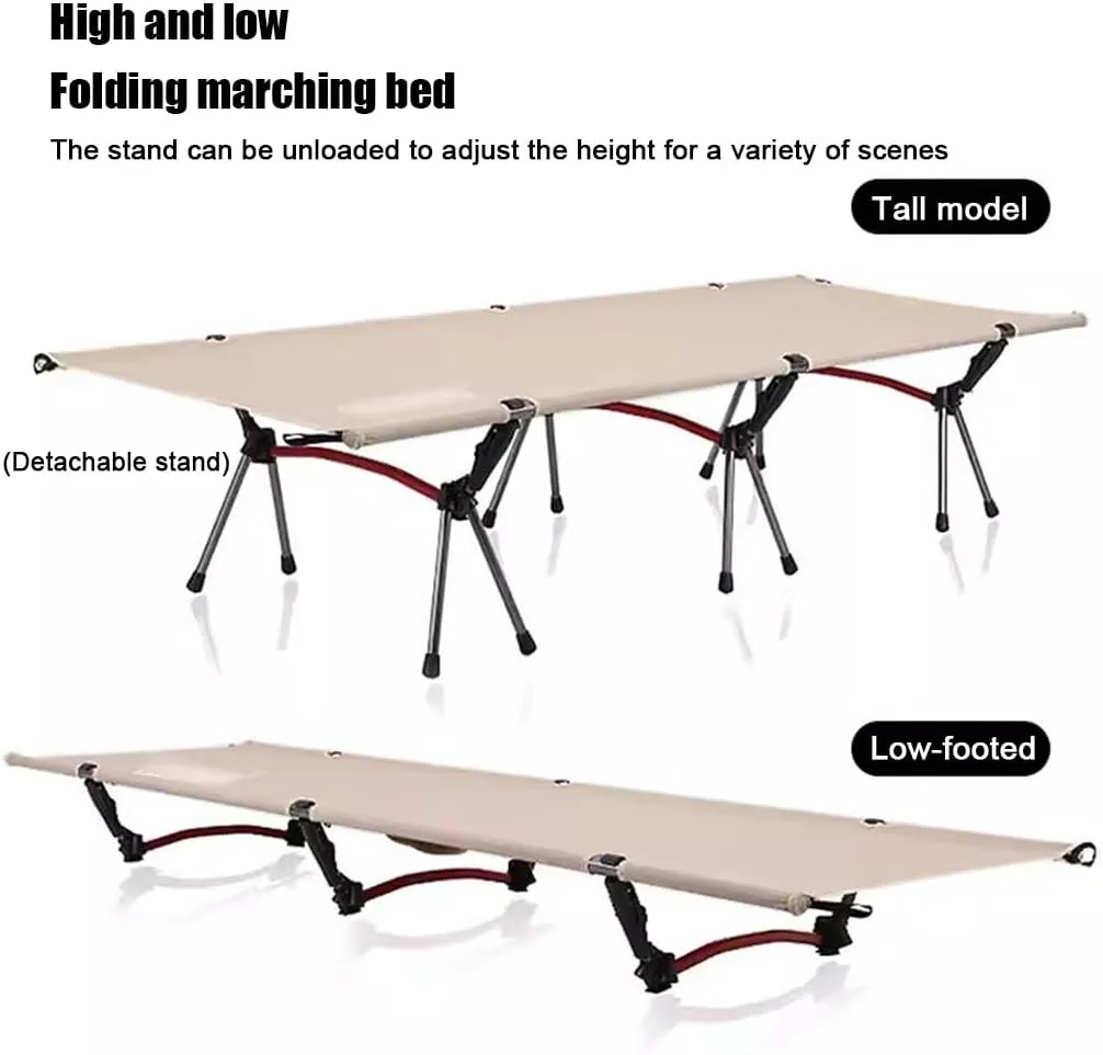Folding Camping Cot for Adults, 74.8” Extra Length Travel Cot, Outdoor Sleeping Cots, Easy to Set up Camping Cot with Carry Bag, Support 300LBS(Black)