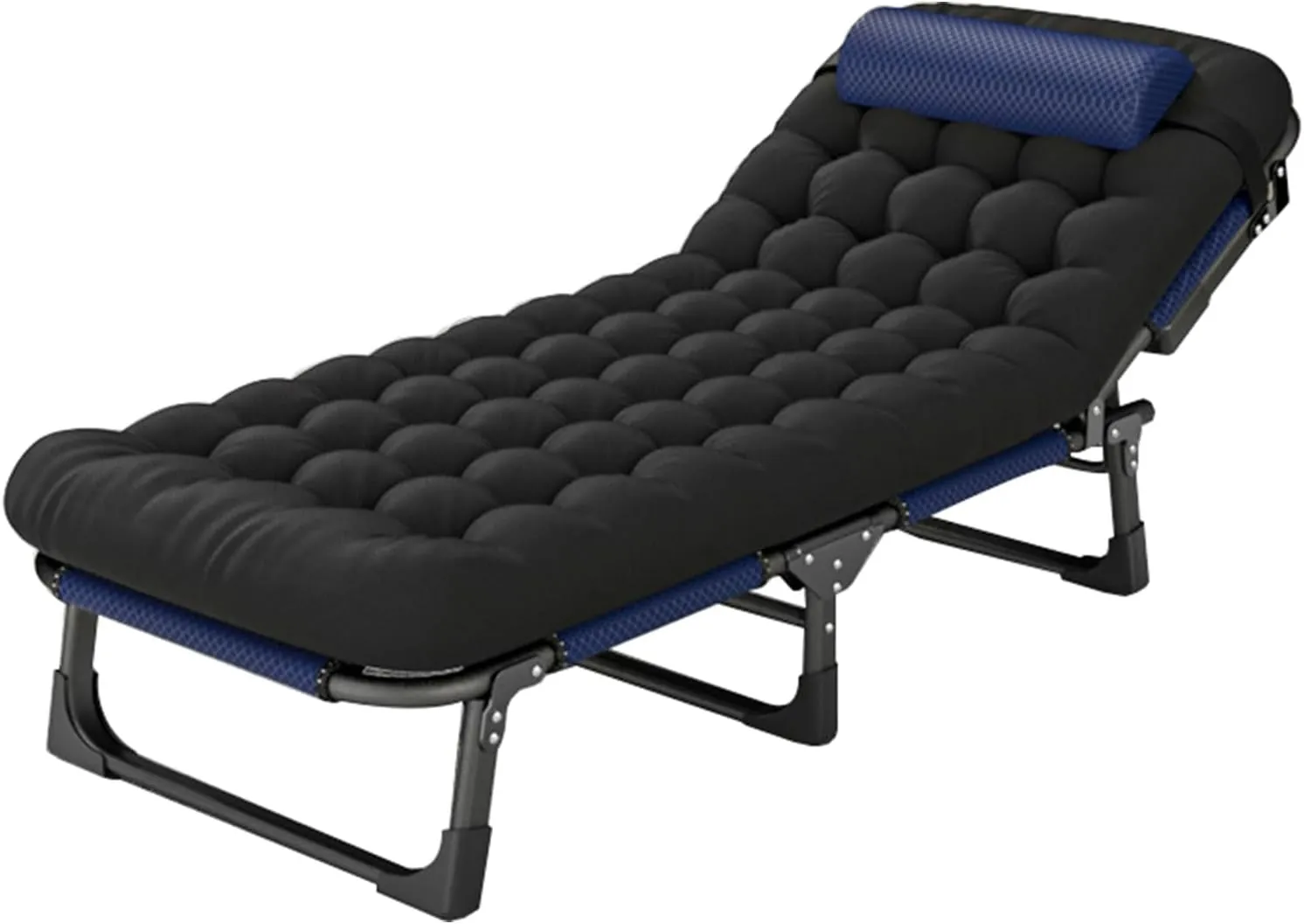 Folding Camping Cot for Adults, Folding Camping Bed, Portable Outdoor Bed, 5Position Heavy Duty Sleeping Cots with Mattress, for Travel, Office, Home