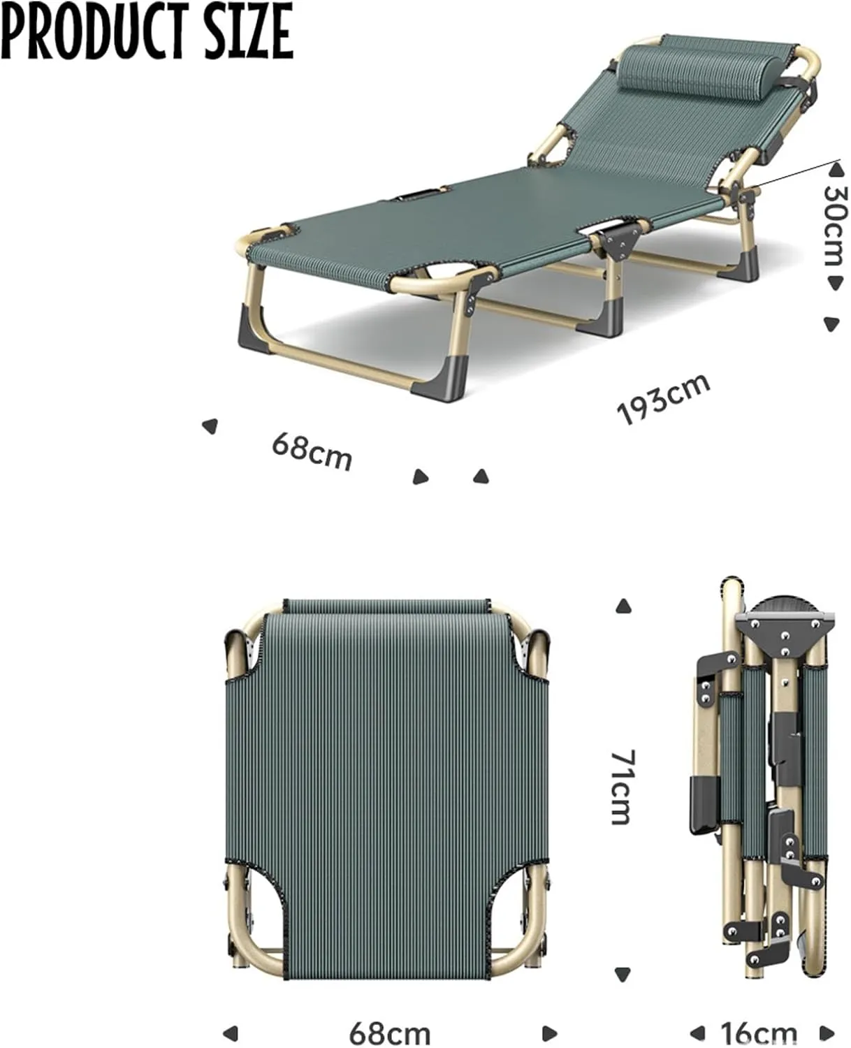 Folding Camping Cot for Adults, Folding Camping Bed, Portable Outdoor Bed, 5Position Heavy Duty Sleeping Cots with Mattress, for Travel, Office, Home
