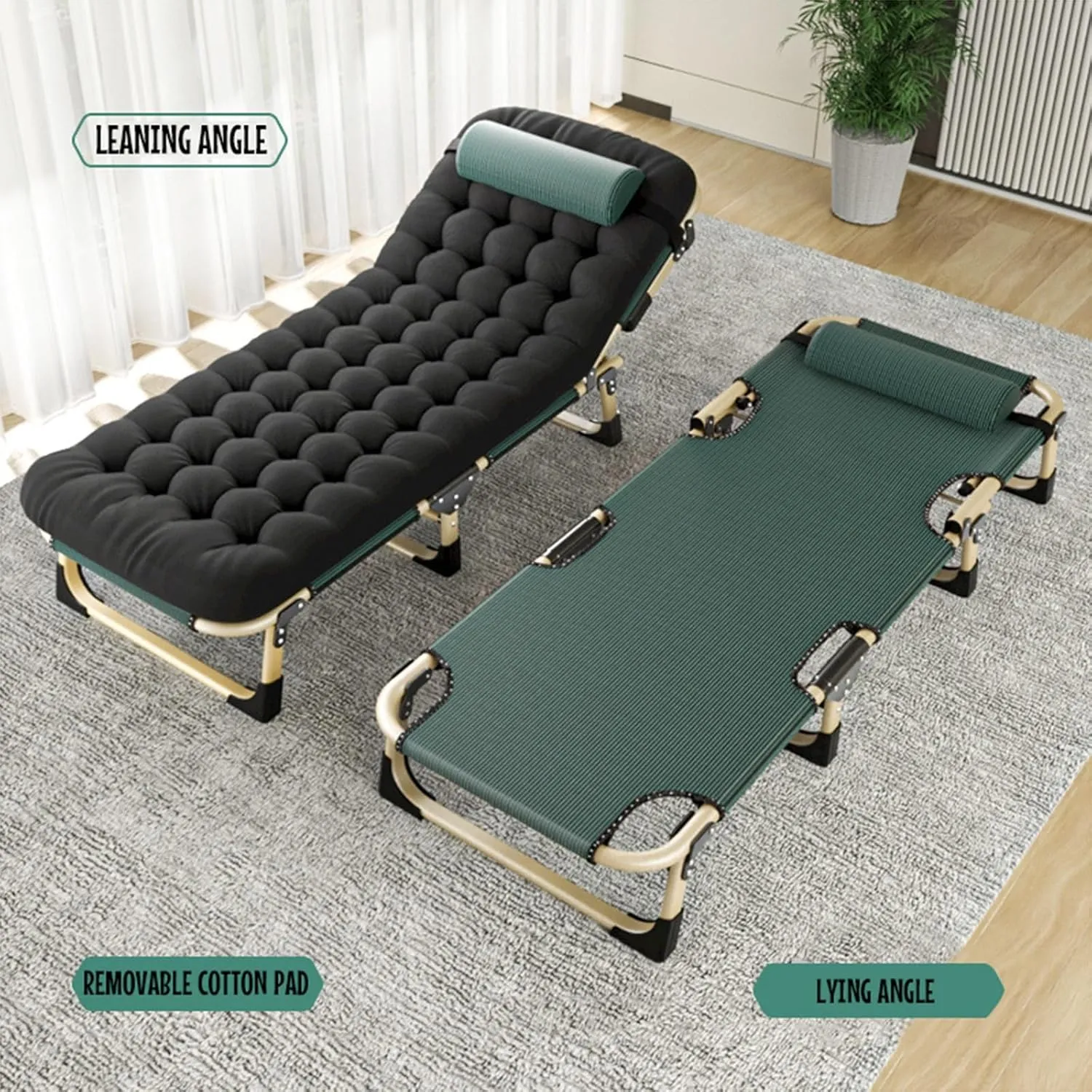 Folding Camping Cot for Adults, Folding Camping Bed, Portable Outdoor Bed, 5Position Heavy Duty Sleeping Cots with Mattress, for Travel, Office, Home