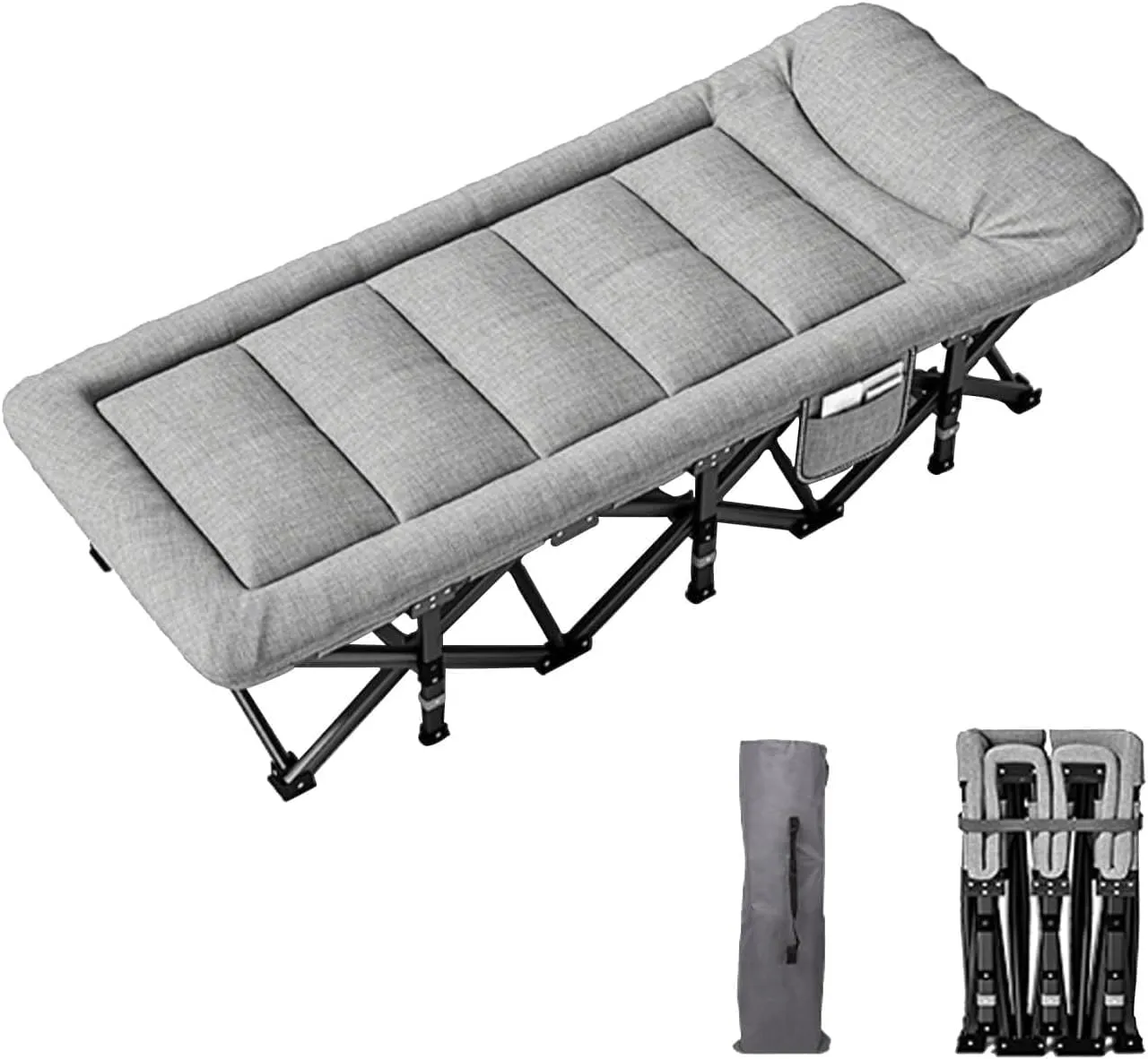 Folding Camping Cot for Adults, Heavy Duty Outdoor Bed with Carry Bag, Portable Travel Cot for Hiking, Mountaineering, Base Camp, and Outdoor Adventures