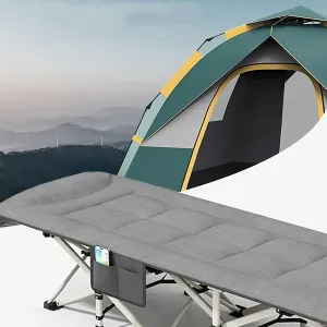Folding Camping Cot for Adults, Heavy Duty Portable Bed with Pillow, Guest Bed for Home, Office Nap, and Outdoor Travel