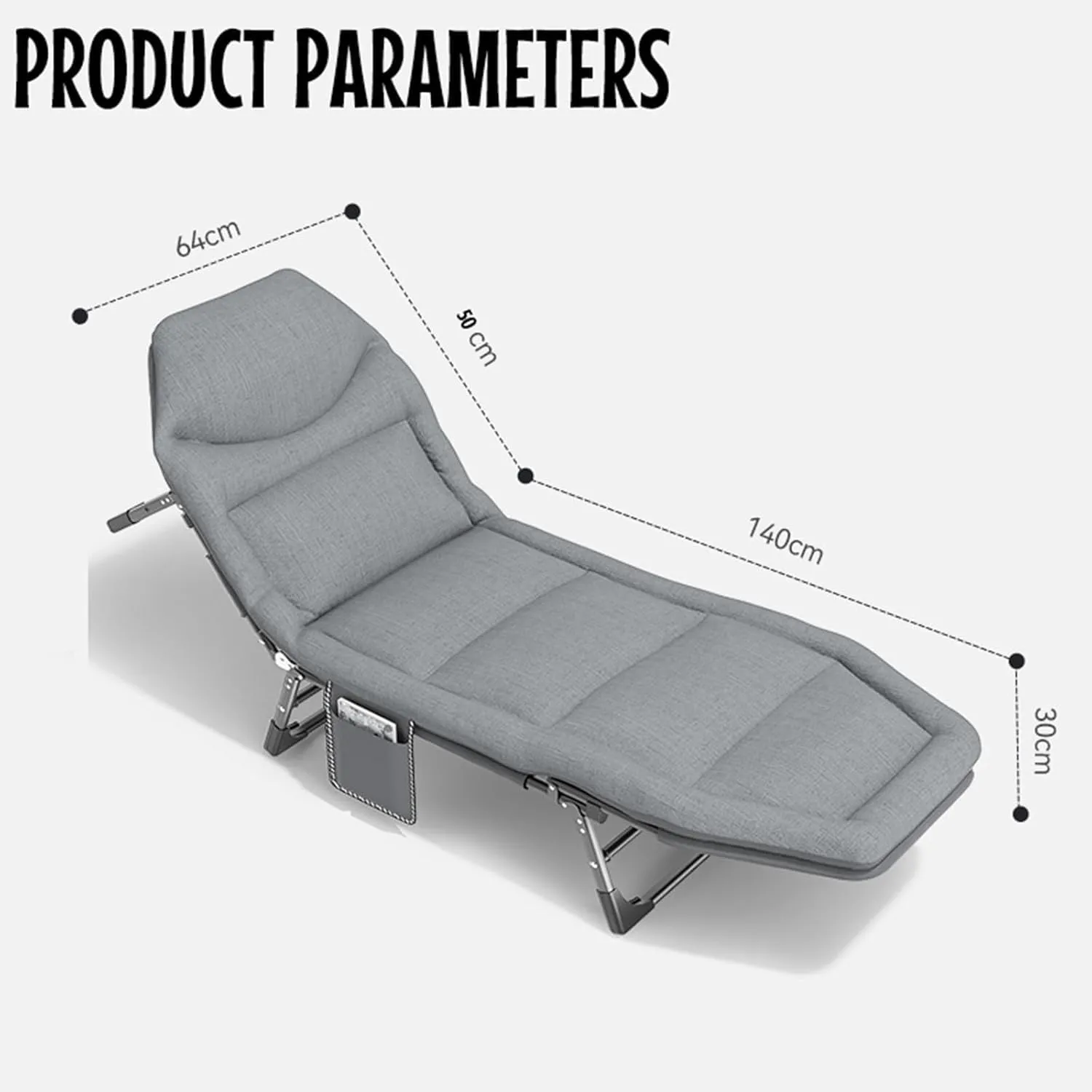 Folding Camping Cot for Adults Portable Outdoor Sleeping Bed 5-Position Adjustable Backrest Chaise Lounge Chair for Camping, Beach, Travel, Home Office Lunch Break