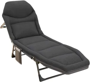 Folding Camping Cot for Adults Portable Outdoor Sleeping Bed 5-Position Adjustable Backrest Chaise Lounge Chair for Camping, Beach, Travel, Home Office Lunch Break
