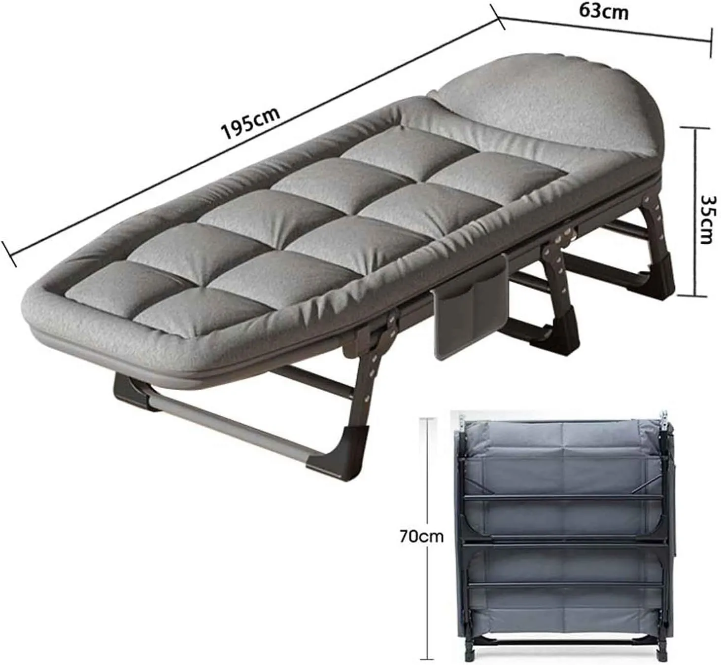 Folding Camping Cot for Adults w/Cushion and Pillow Heavy Duty Outdoor Cot Bed Tent Portable Sleeping Bed for Camp Office Use Supports 330 Lbs